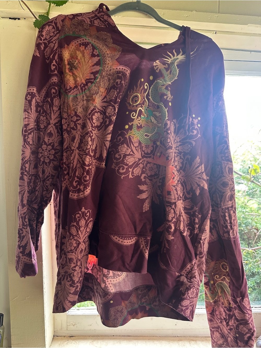 Johnny was hoodie Bohemian Dragon Print Hoodie in Deep Plum - Picture 3 of 8